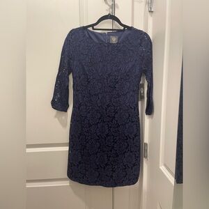 Vince Camuto Deep Blue Floral Lace Dress
